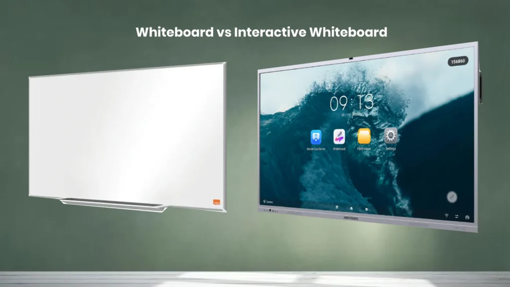 Side-by-side comparison of interactive flat panel in Pakistan and whiteboard